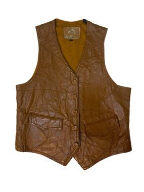 Sundance Tan Leather Vest Western Americana Ralph Lauren Aesthetic Size Medium